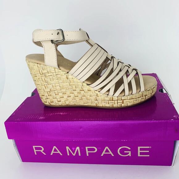 Rampage Women's Joann Espadrille Wedge Weave Vegan Sandals Ankle Strap Nude 9.5 - Picture 4 of 9